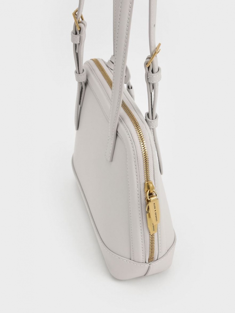 Charles And Keith Enola Double Handle Structured Shoulder Bags Light Grey | PHILIPPINES I723