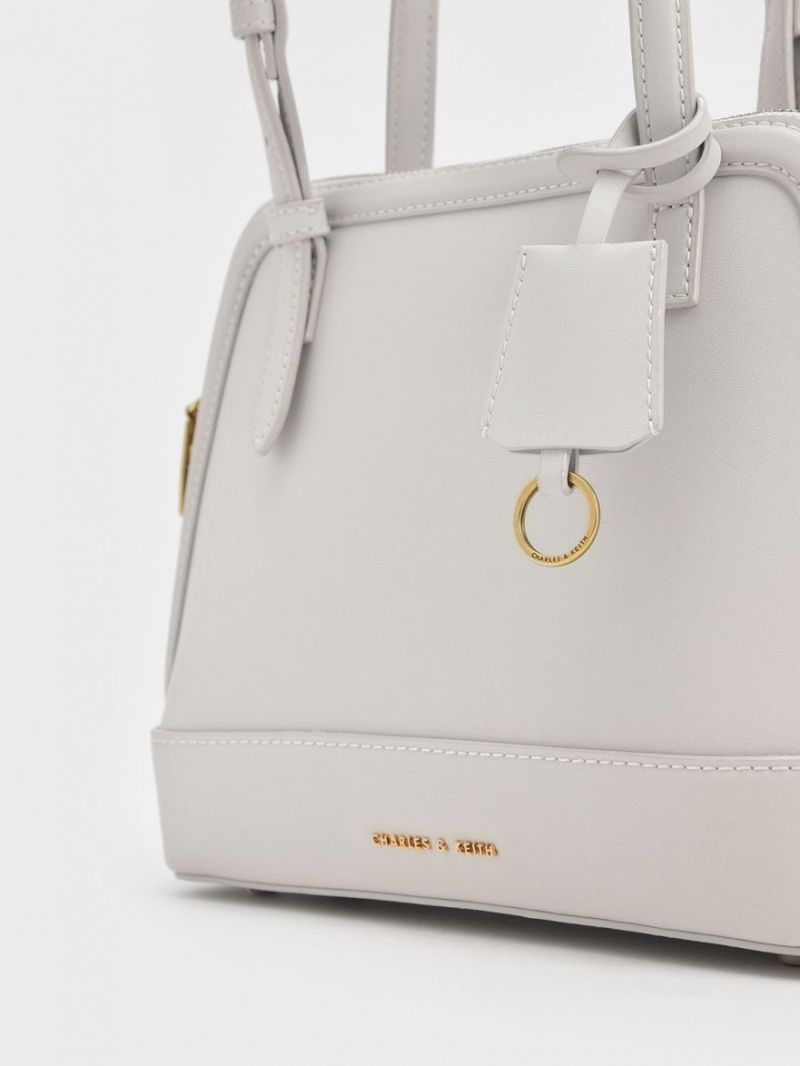 Charles And Keith Enola Double Handle Structured Shoulder Bags Light Grey | PHILIPPINES I723