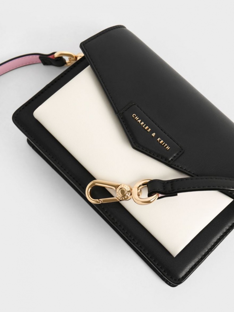 Charles And Keith Envelope Crossbody Bags Black / White | PHILIPPINES X476