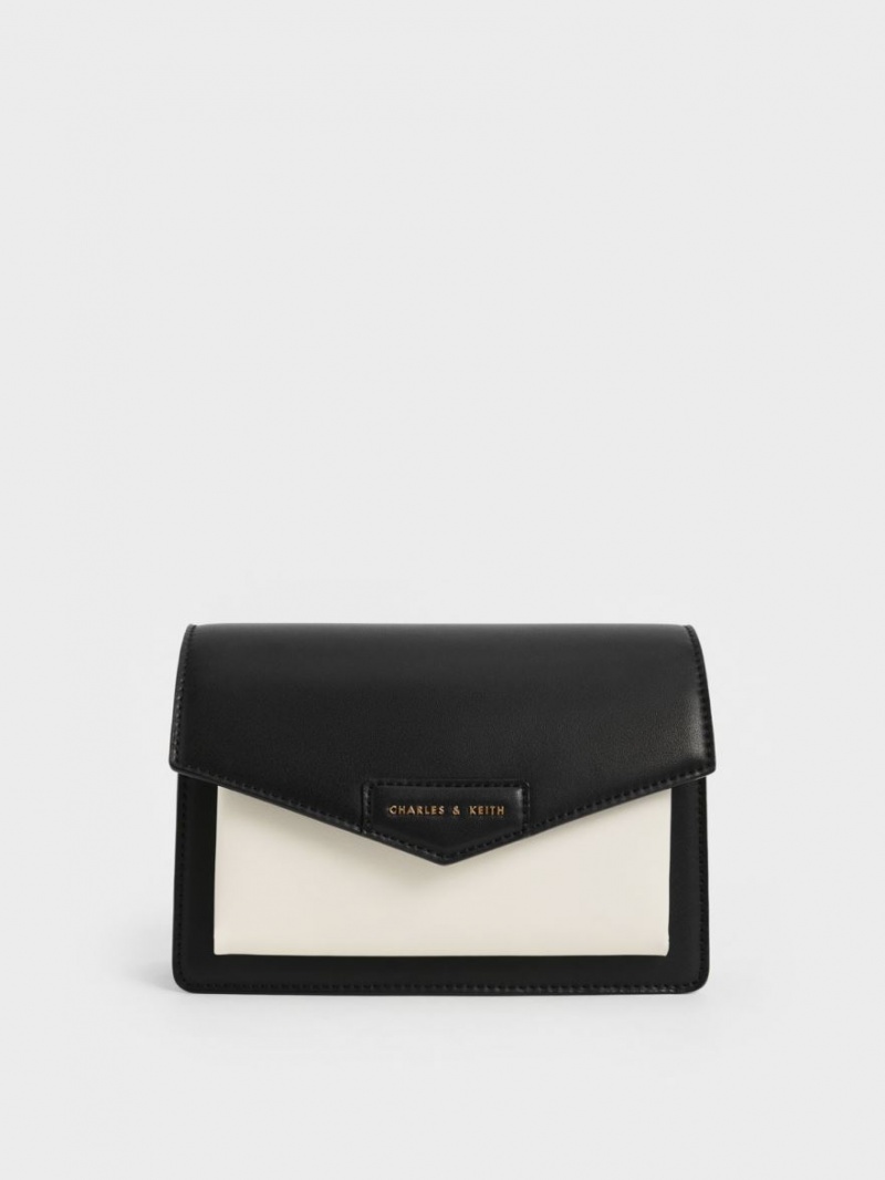 Charles And Keith Envelope Crossbody Bags Black / White | PHILIPPINES X476