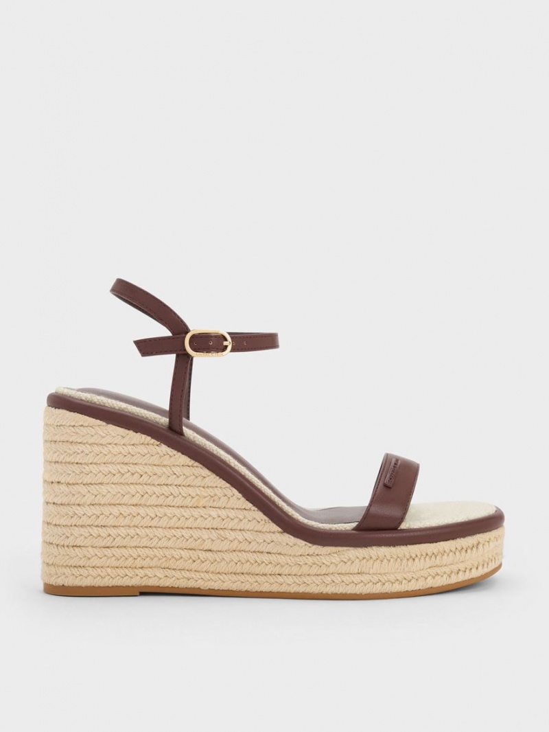 Charles And Keith Espadrille Wedges Brown | PHILIPPINES D250