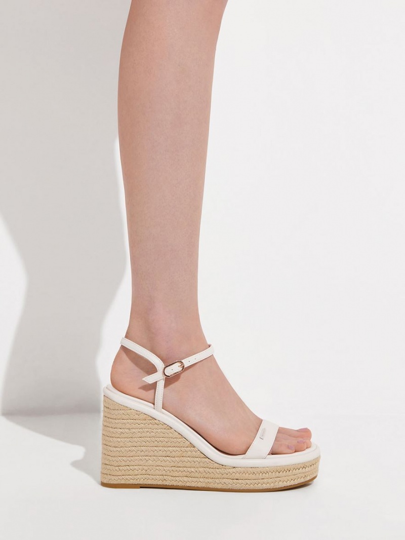 Charles And Keith Espadrille Wedges White | PHILIPPINES F739