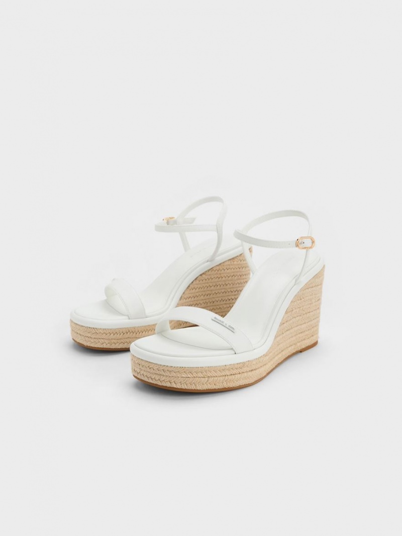 Charles And Keith Espadrille Wedges White | PHILIPPINES F739