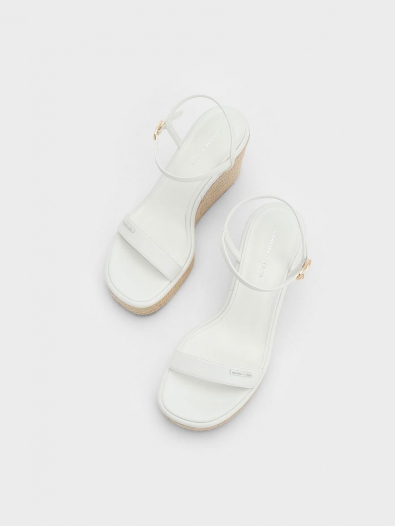 Charles And Keith Espadrille Wedges White | PHILIPPINES F739