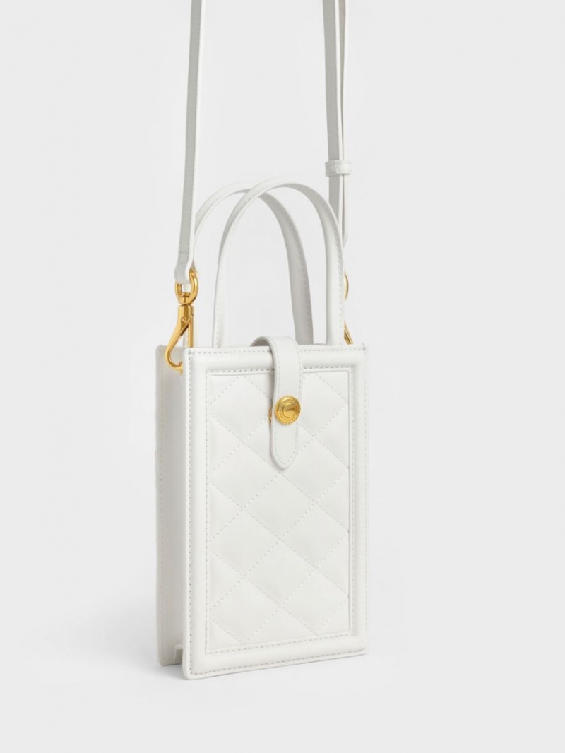 Charles And Keith Este Belted Phone Bag White | PHILIPPINES S153