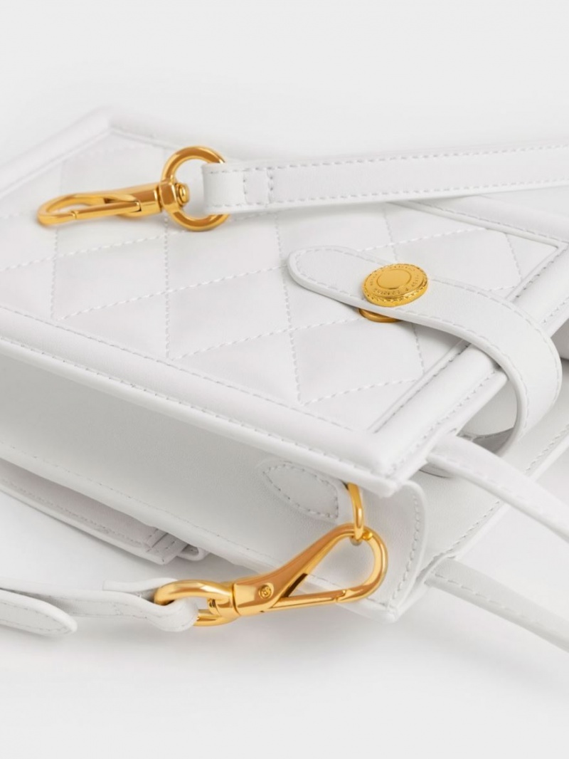 Charles And Keith Este Belted Phone Bag White | PHILIPPINES S153