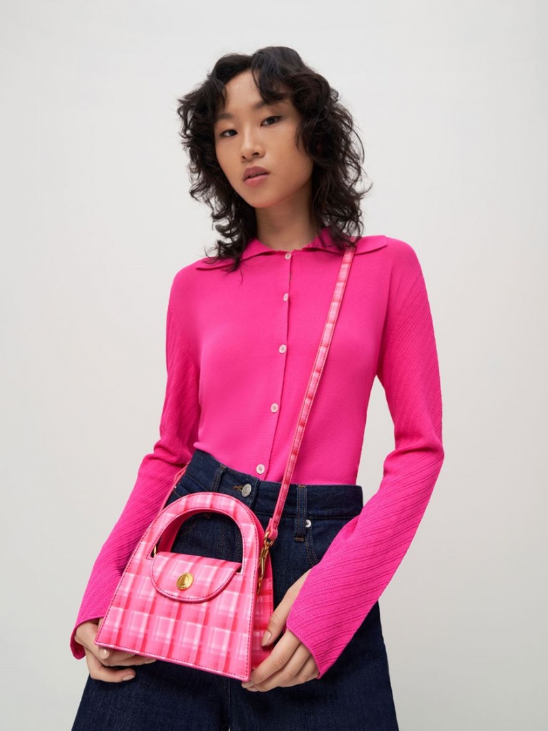 Charles And Keith Este Printed Trapeze Crossbody Bags Fuchsia | PHILIPPINES U368