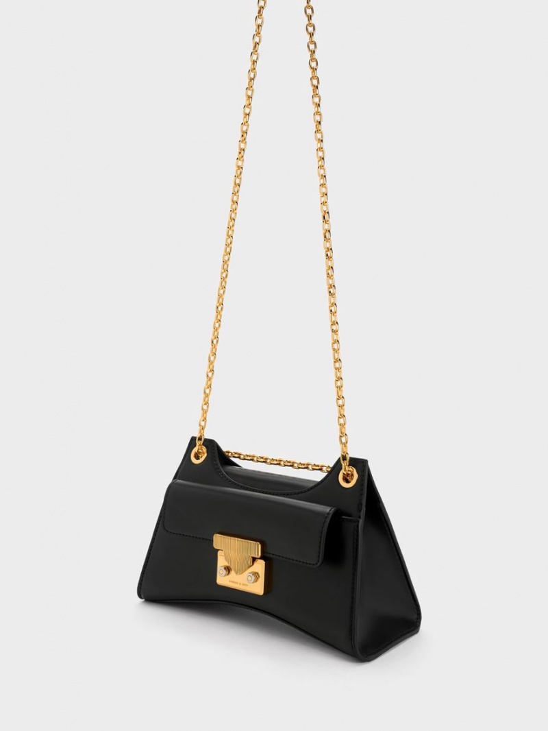 Charles And Keith Eudora Sculptural Shoulder Bags Black | PHILIPPINES K437