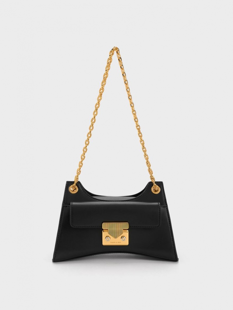 Charles And Keith Eudora Sculptural Shoulder Bags Black | PHILIPPINES K437