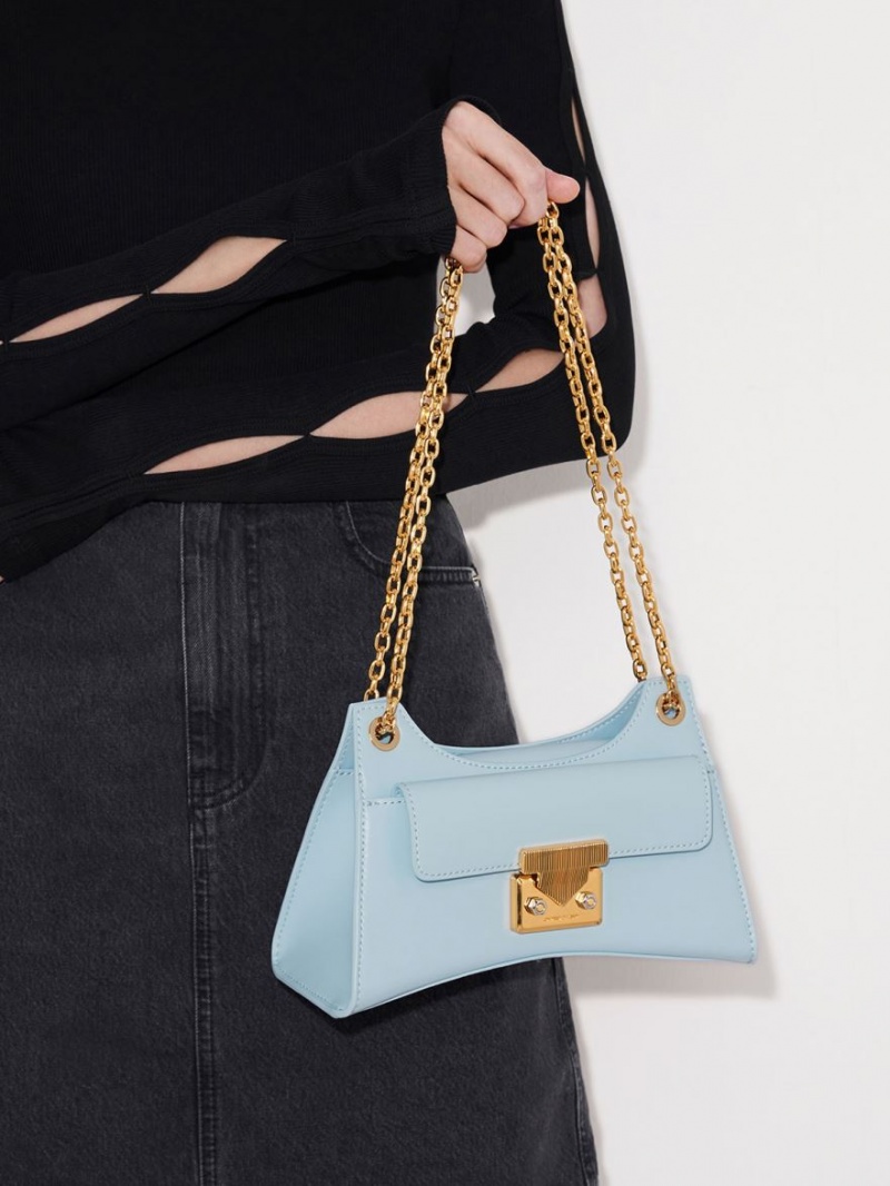 Charles And Keith Eudora Sculptural Shoulder Bags Blue | PHILIPPINES Q273