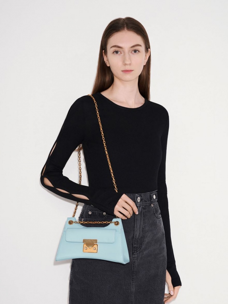 Charles And Keith Eudora Sculptural Shoulder Bags Blue | PHILIPPINES Q273