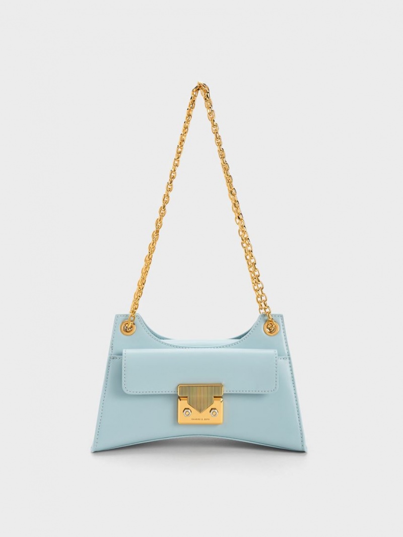 Charles And Keith Eudora Sculptural Shoulder Bags Blue | PHILIPPINES Q273