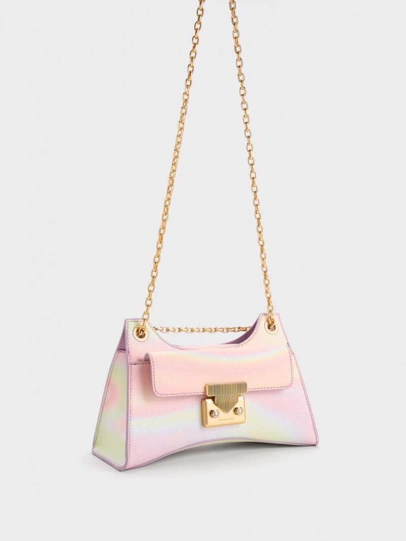 Charles And Keith Eudora Swirl-Print Sculptural Shoulder Bags Pink | PHILIPPINES K129