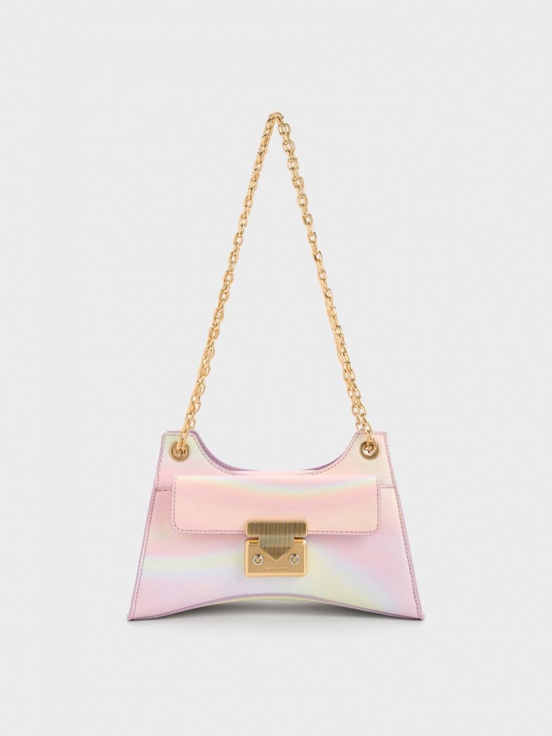 Charles And Keith Eudora Swirl-Print Sculptural Shoulder Bags Pink | PHILIPPINES K129