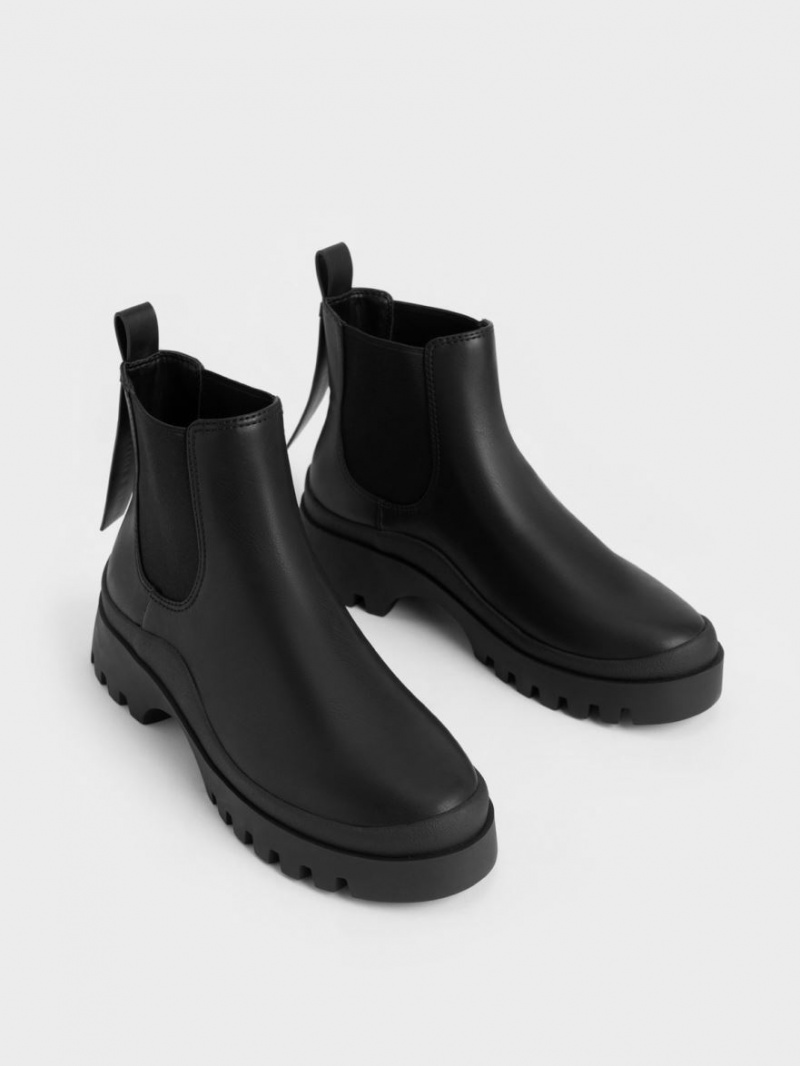 Charles And Keith Extended Pull Tab Chelsea Boots Black | PHILIPPINES Q260