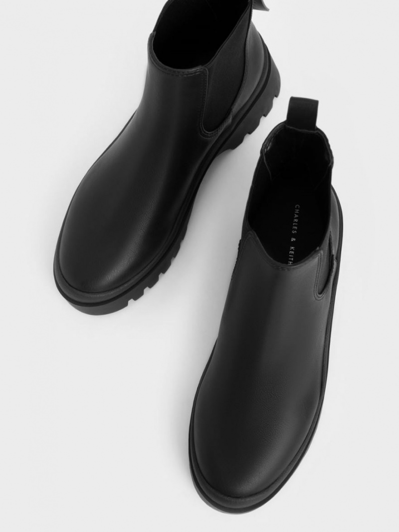 Charles And Keith Extended Pull Tab Chelsea Boots Black | PHILIPPINES Q260