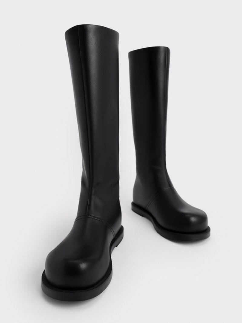 Charles And Keith Faux Leather Knee-high Boots Black | PHILIPPINES U204