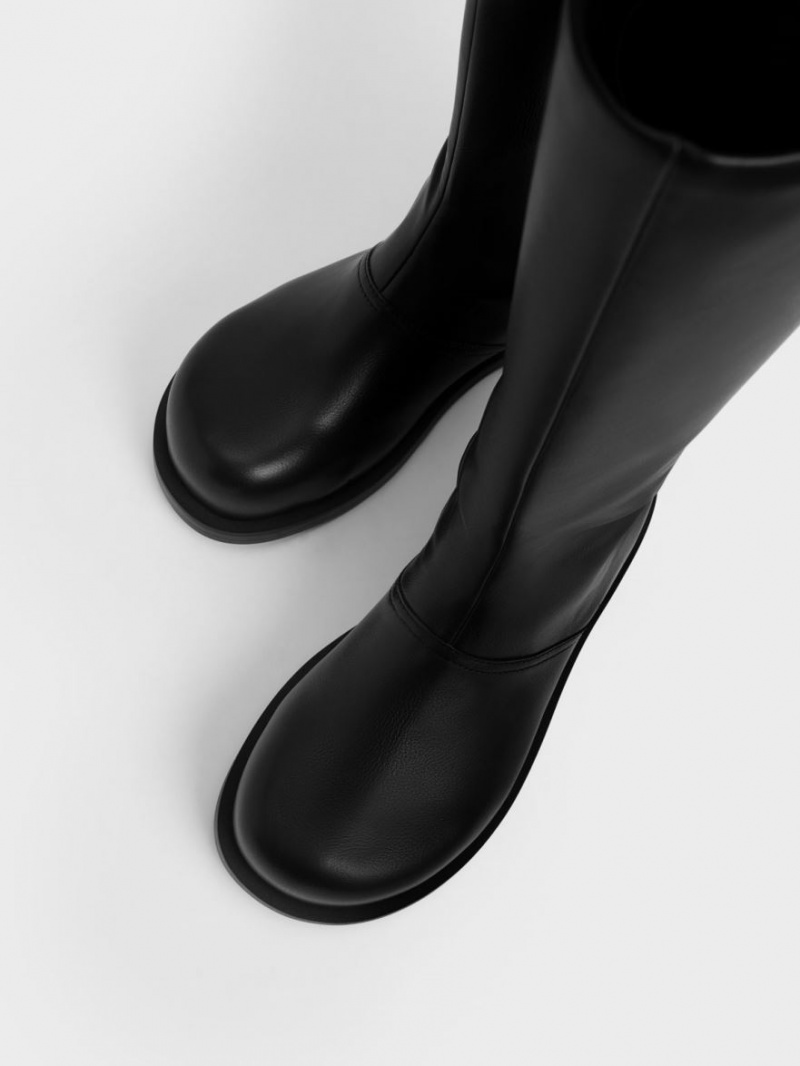 Charles And Keith Faux Leather Knee-high Boots Black | PHILIPPINES U204