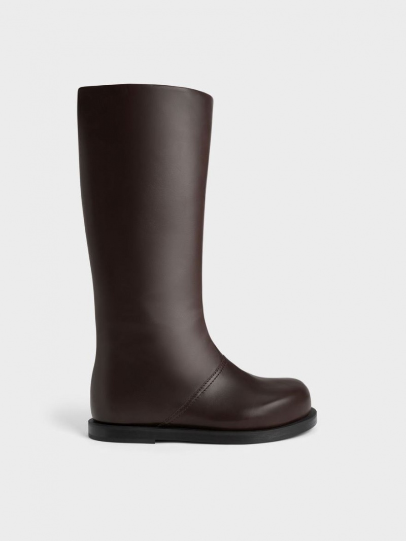 Charles And Keith Faux Leather Knee-high Boots Dark Brown | PHILIPPINES Y583