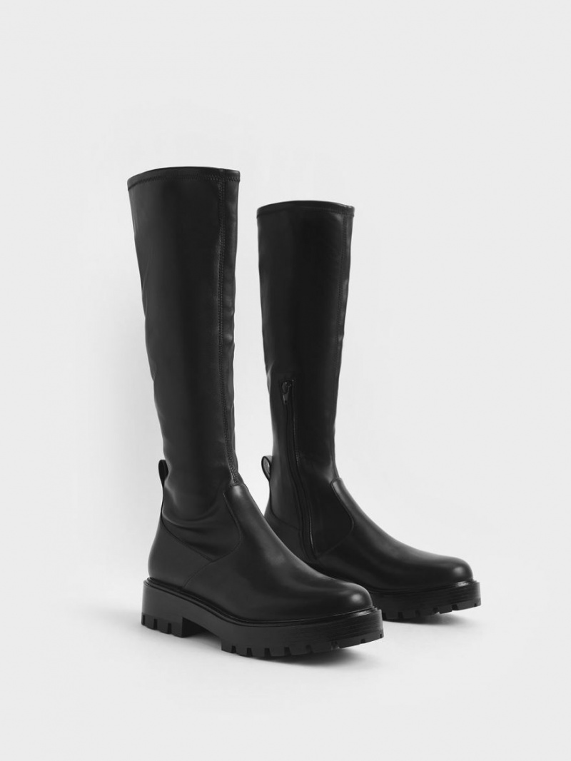 Charles And Keith Faux Leather Knee-high Boots Black | PHILIPPINES T394