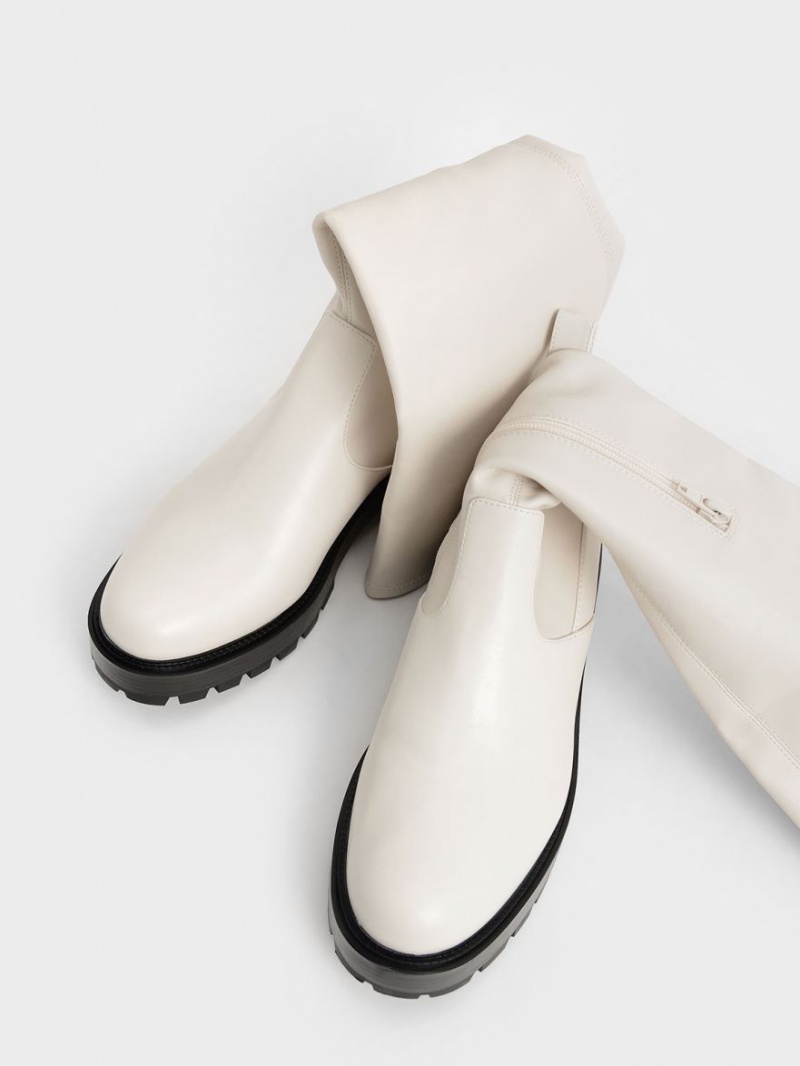 Charles And Keith Faux Leather Knee-high Boots White | PHILIPPINES B805