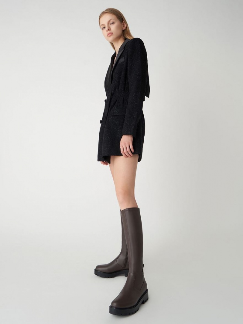 Charles And Keith Faux Leather Knee-high Boots Dark Brown | PHILIPPINES A694