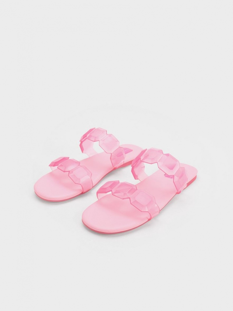 Charles And Keith Fia Gem-Strap Slide Sandals Light Pink | PHILIPPINES Q415