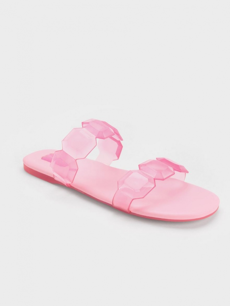 Charles And Keith Fia Gem-Strap Slide Sandals Light Pink | PHILIPPINES Q415