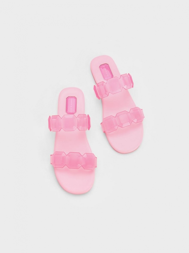 Charles And Keith Fia Gem-Strap Slide Sandals Light Pink | PHILIPPINES Q415