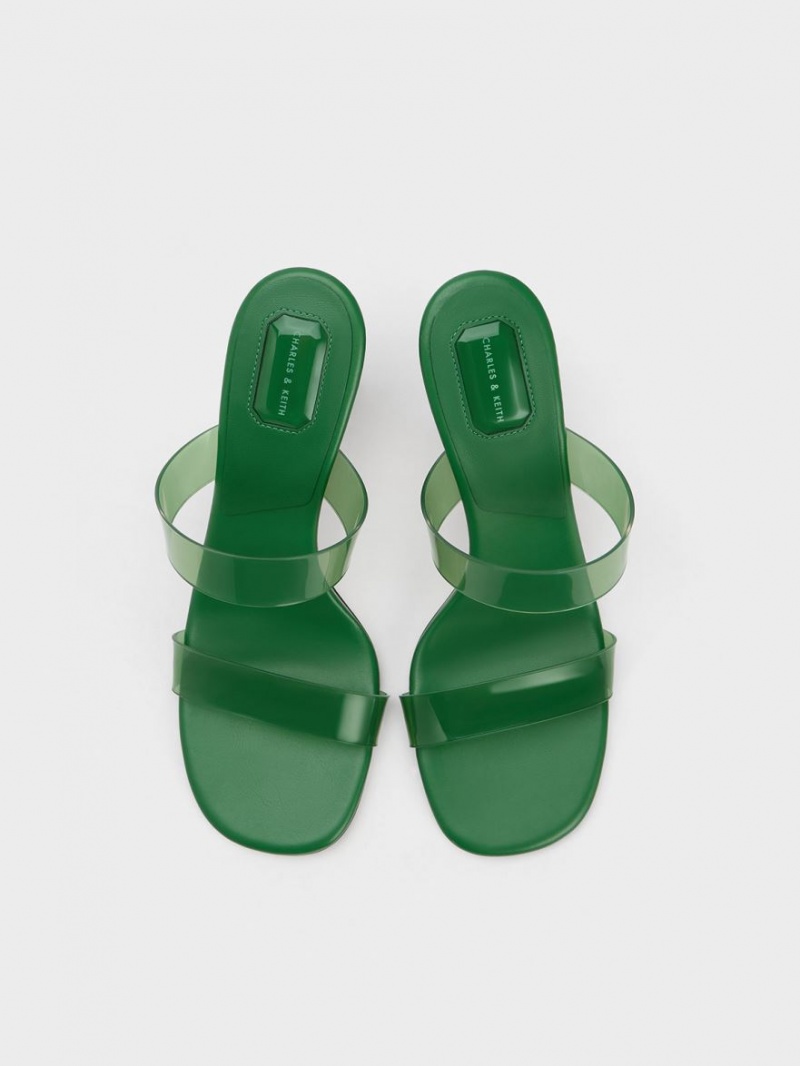 Charles And Keith Fia Geometric Heel Mules Green | PHILIPPINES H619