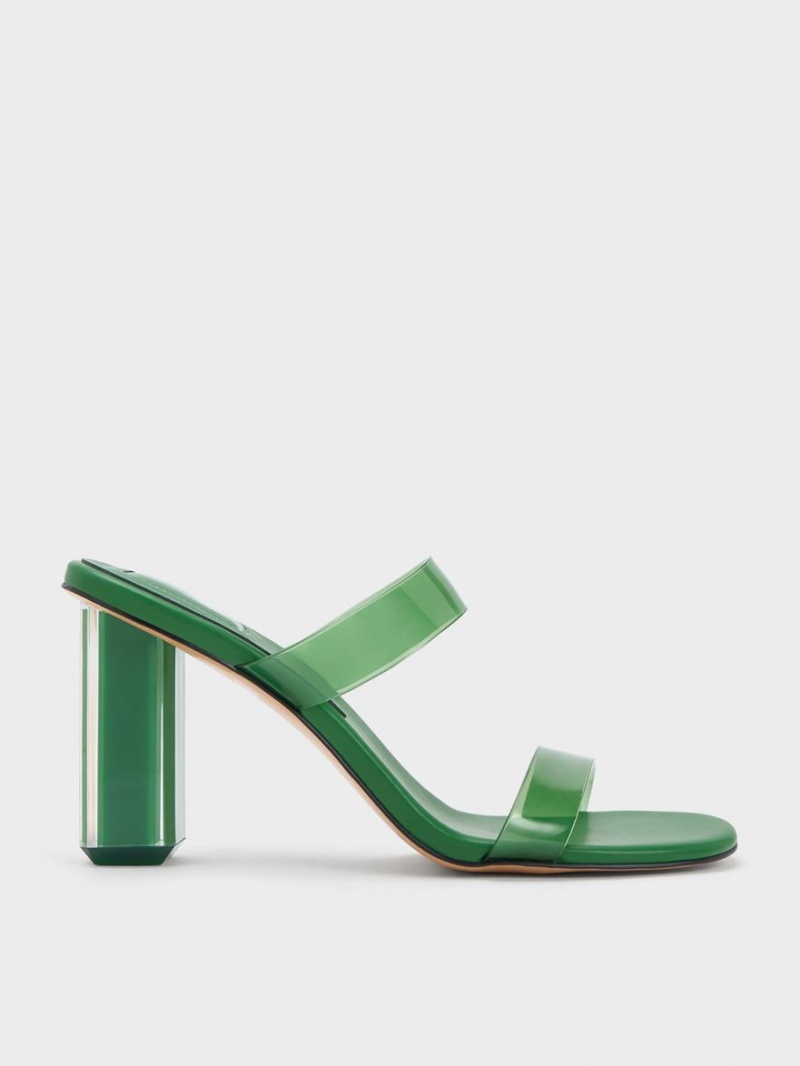 Charles And Keith Fia Geometric Heel Mules Green | PHILIPPINES H619