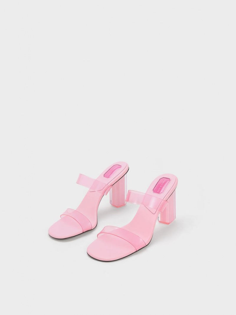 Charles And Keith Fia Geometric Heel Mules Light Pink | PHILIPPINES H941