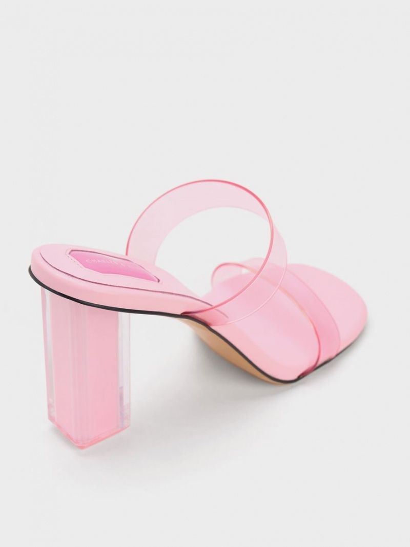 Charles And Keith Fia Geometric Heel Mules Light Pink | PHILIPPINES H941