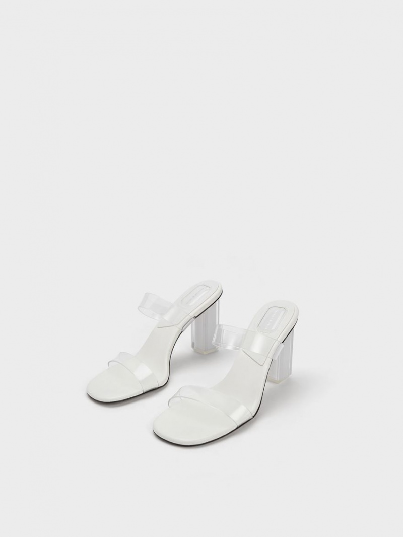 Charles And Keith Fia Geometric Heel Mules White | PHILIPPINES M281