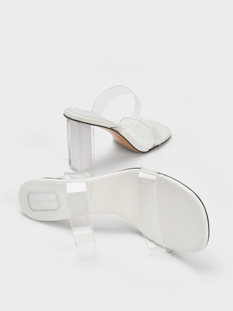 Charles And Keith Fia Geometric Heel Mules White | PHILIPPINES M281