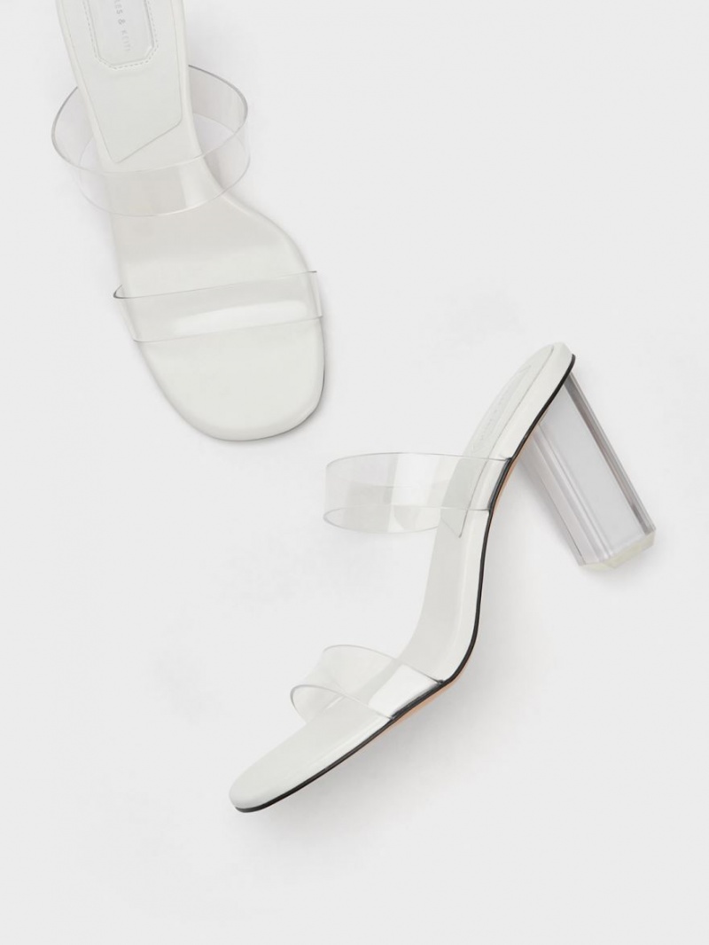 Charles And Keith Fia Geometric Heel Mules White | PHILIPPINES M281