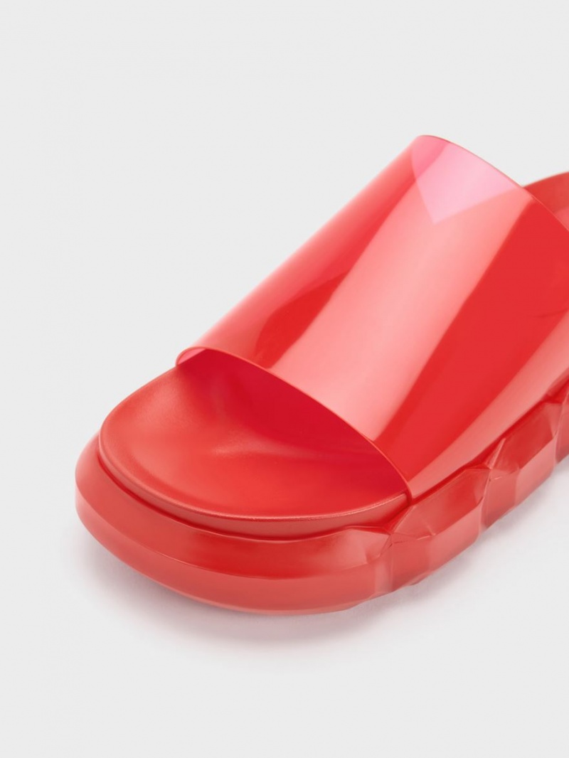 Charles And Keith Fia See-Through Slide Sandals Red | PHILIPPINES C239