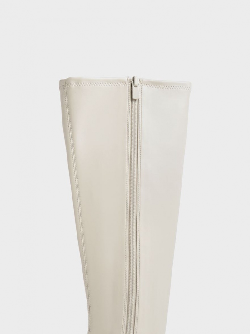 Charles And Keith Flat Knee-high Boots White | PHILIPPINES U482