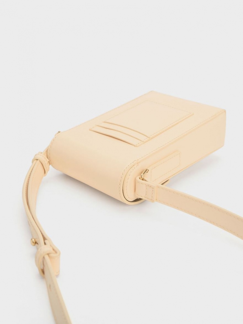 Charles And Keith Freida Metallic Accent Elongated Pouches Beige | PHILIPPINES R176