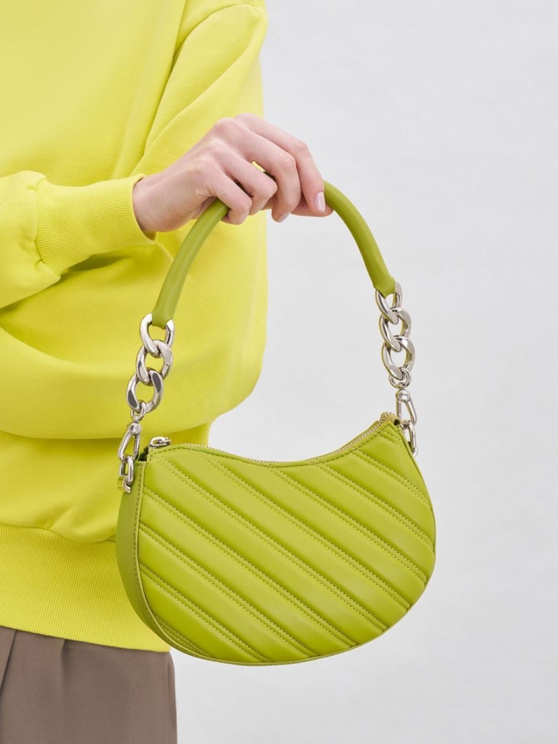 Charles And Keith Freja Curved Panelled Tote Bags Light Green | PHILIPPINES Y136