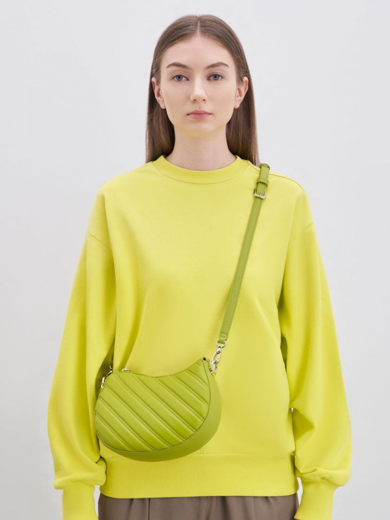 Charles And Keith Freja Curved Panelled Tote Bags Light Green | PHILIPPINES Y136