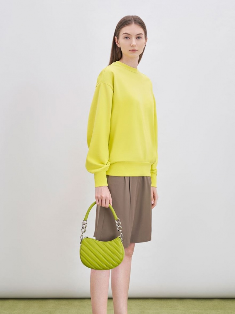 Charles And Keith Freja Curved Panelled Tote Bags Light Green | PHILIPPINES Y136