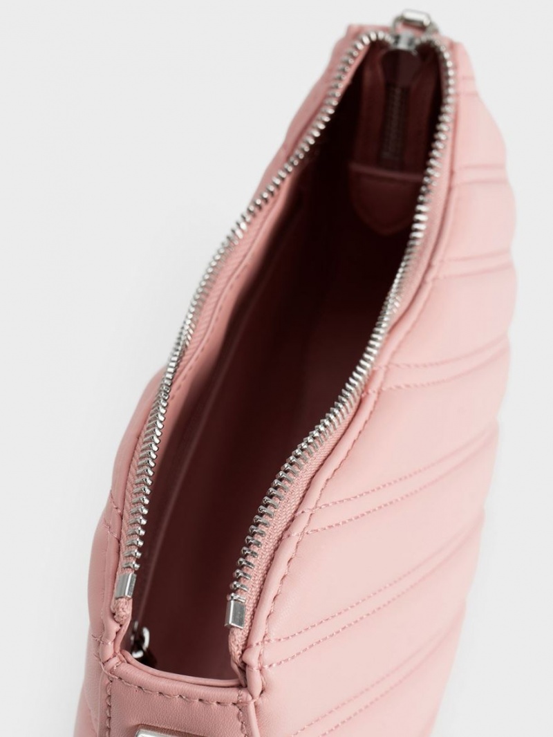 Charles And Keith Freja Curved Panelled Tote Bags Light Pink | PHILIPPINES D064