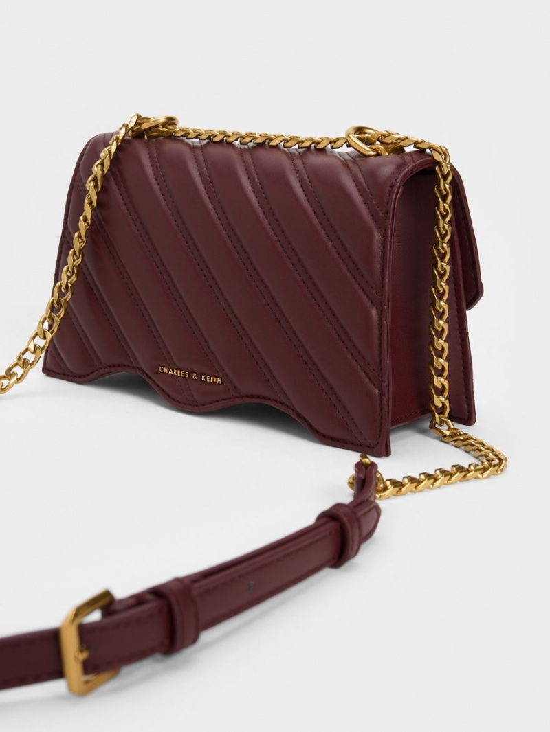 Charles And Keith Freja Wavy Trapeze Crossbody Bags Dark Chocolate | PHILIPPINES L431