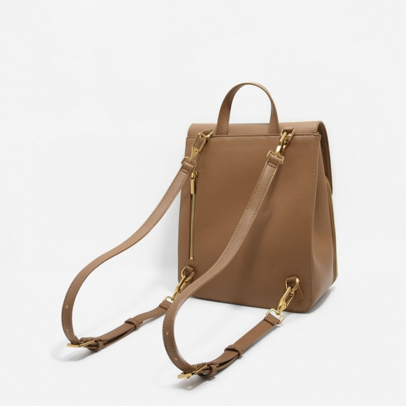 Charles And Keith Front Flap Structured Backpacks Brown | PHILIPPINES Q832