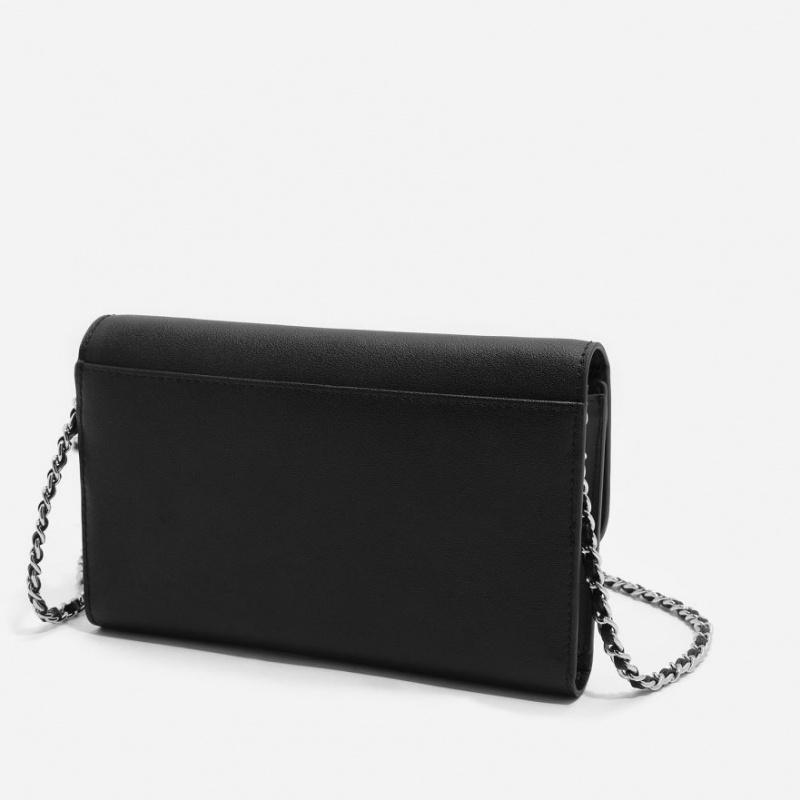 Charles And Keith Front Flap Wallets Black | PHILIPPINES P452