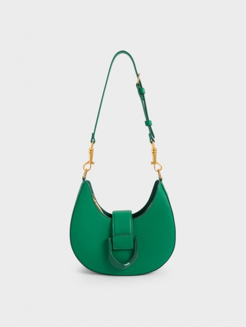 Charles And Keith Gabine Belted Hobo Bag Green | PHILIPPINES A615