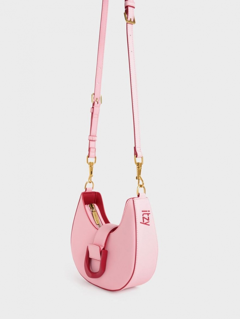 Charles And Keith Gabine Belted Hobo Bag Pink | PHILIPPINES I823