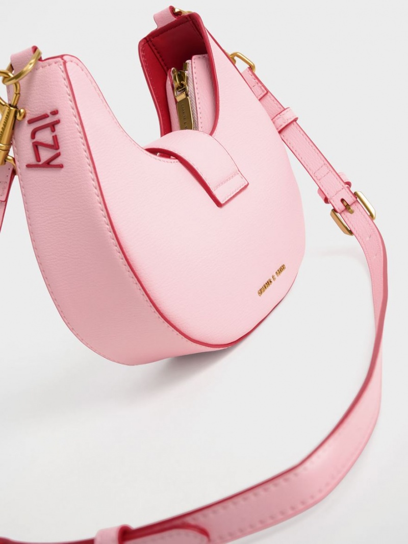 Charles And Keith Gabine Belted Hobo Bag Pink | PHILIPPINES I823