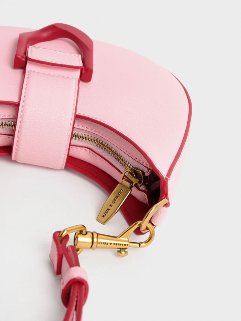 Charles And Keith Gabine Belted Hobo Bag Pink | PHILIPPINES I823